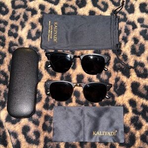 2 Pairs Of Aviator Sunglasses Gold & Black Trim